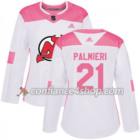 Adidas Maillot de Hockey New Jersey Devils Kyle Palmieri 21 2017-2018 Blanc Rose Fashion Authentic - Femme